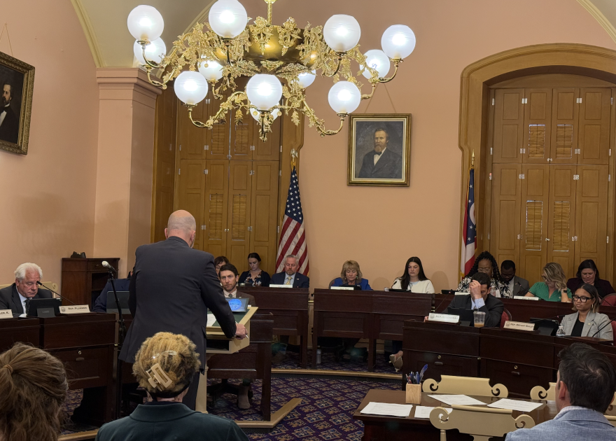 Ohio legislative committee hearing room in session